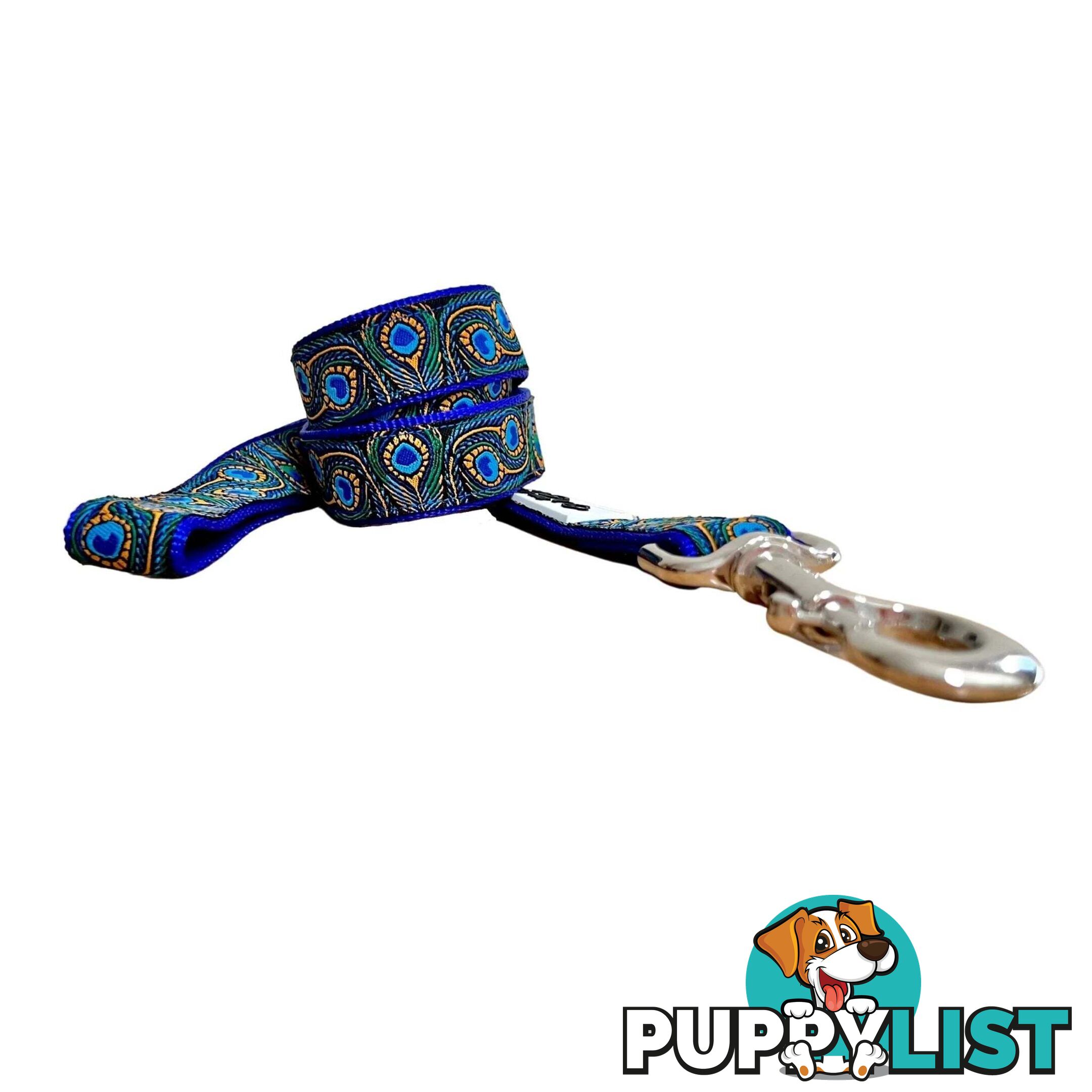 Peacock Feather Dog Lead / Leash - Hand Made by The Bark Side - TBSLDPEATEA201.5