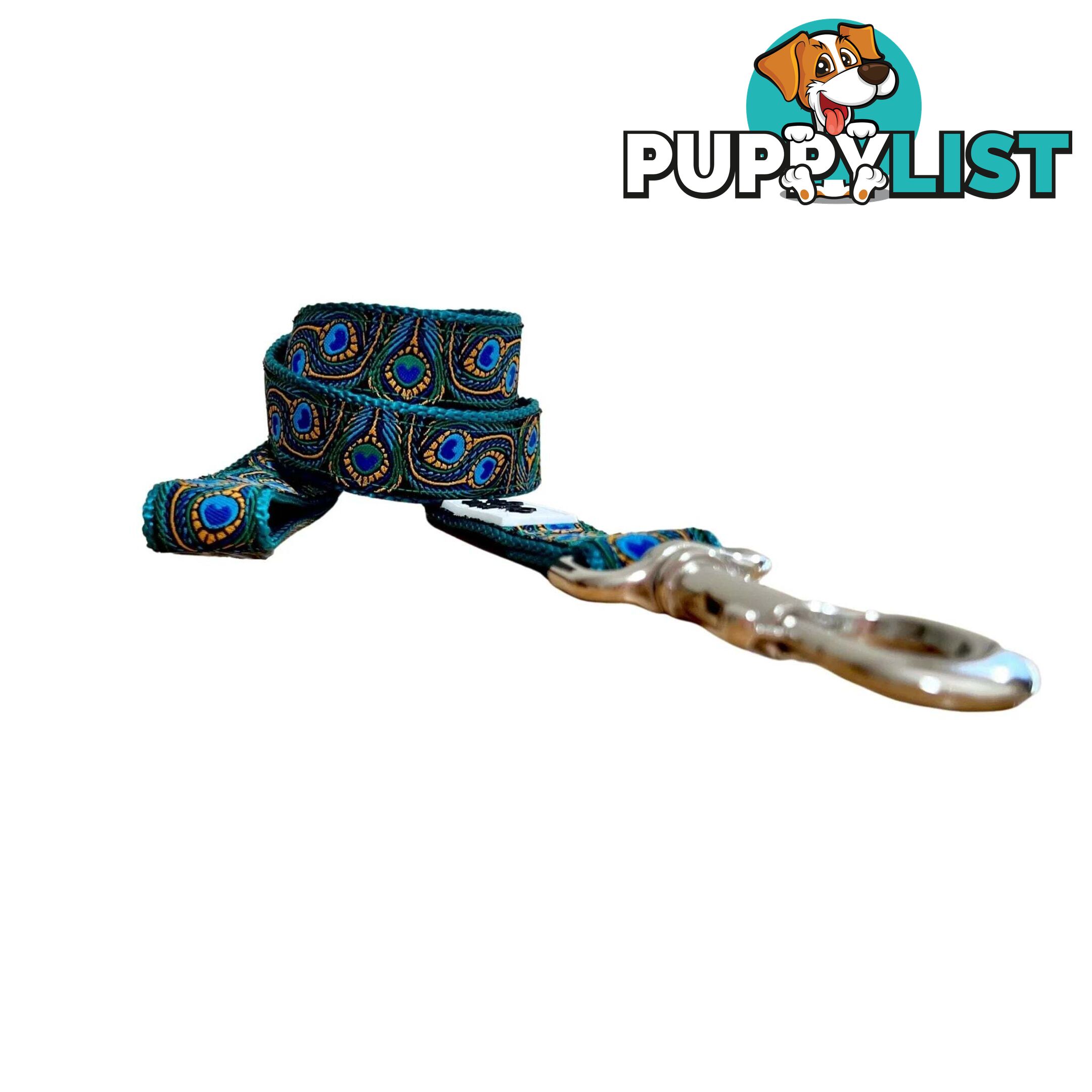 Peacock Feather Dog Lead / Leash - Hand Made by The Bark Side - TBSLDPEATEA201.5