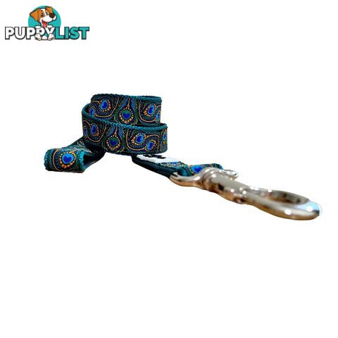 Peacock Feather Dog Lead / Leash - Hand Made by The Bark Side - TBSLDPEATEA201.5