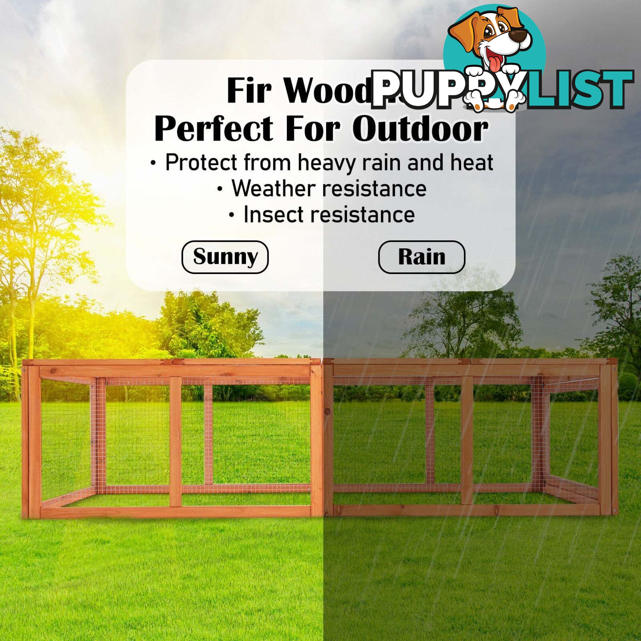 Paw Mate Chicken Coop Rabbit Hutch Extension Run 180 x 90 x 48cm Runey - V274-PET-RR4R