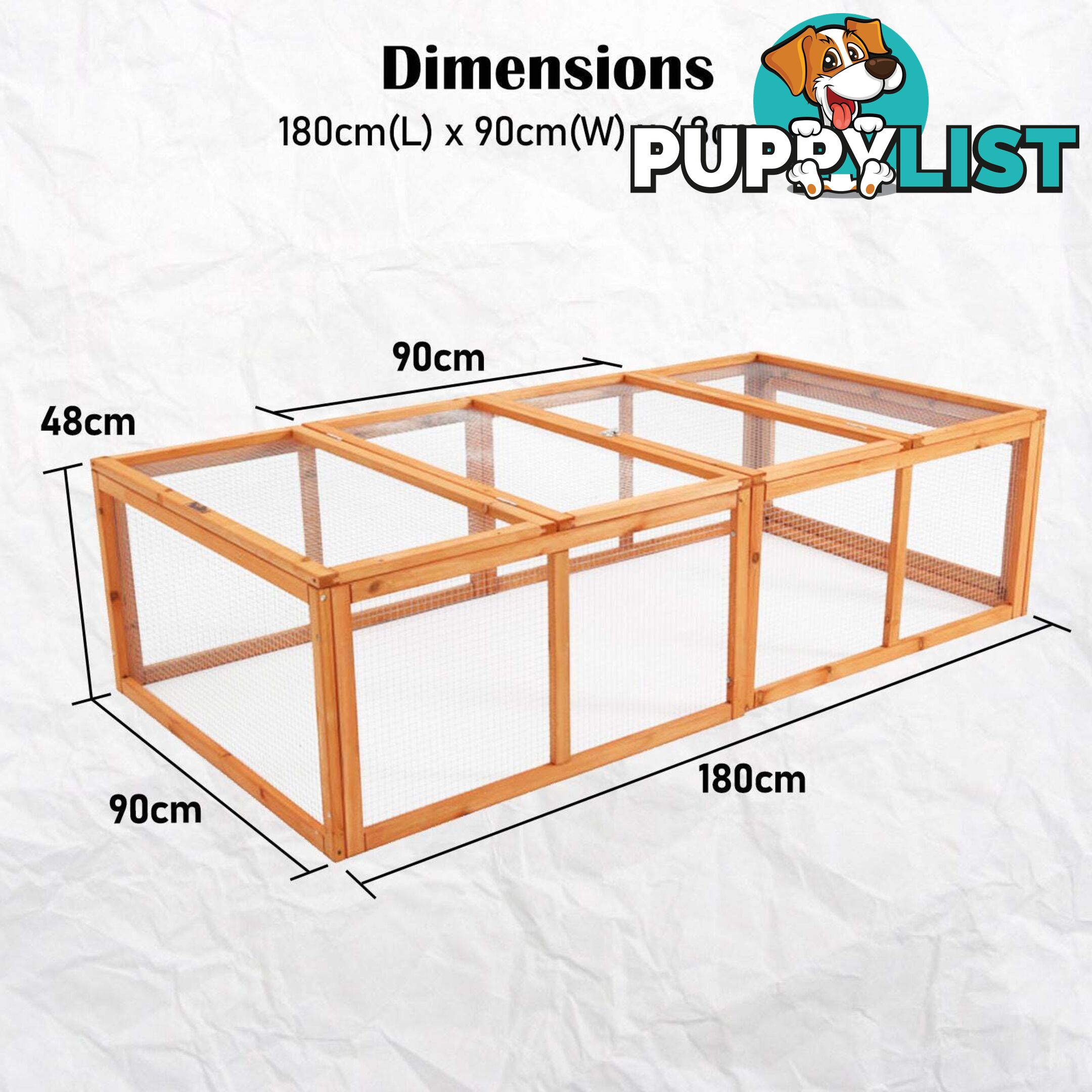 Paw Mate Chicken Coop Rabbit Hutch Extension Run 180 x 90 x 48cm Runey - V274-PET-RR4R
