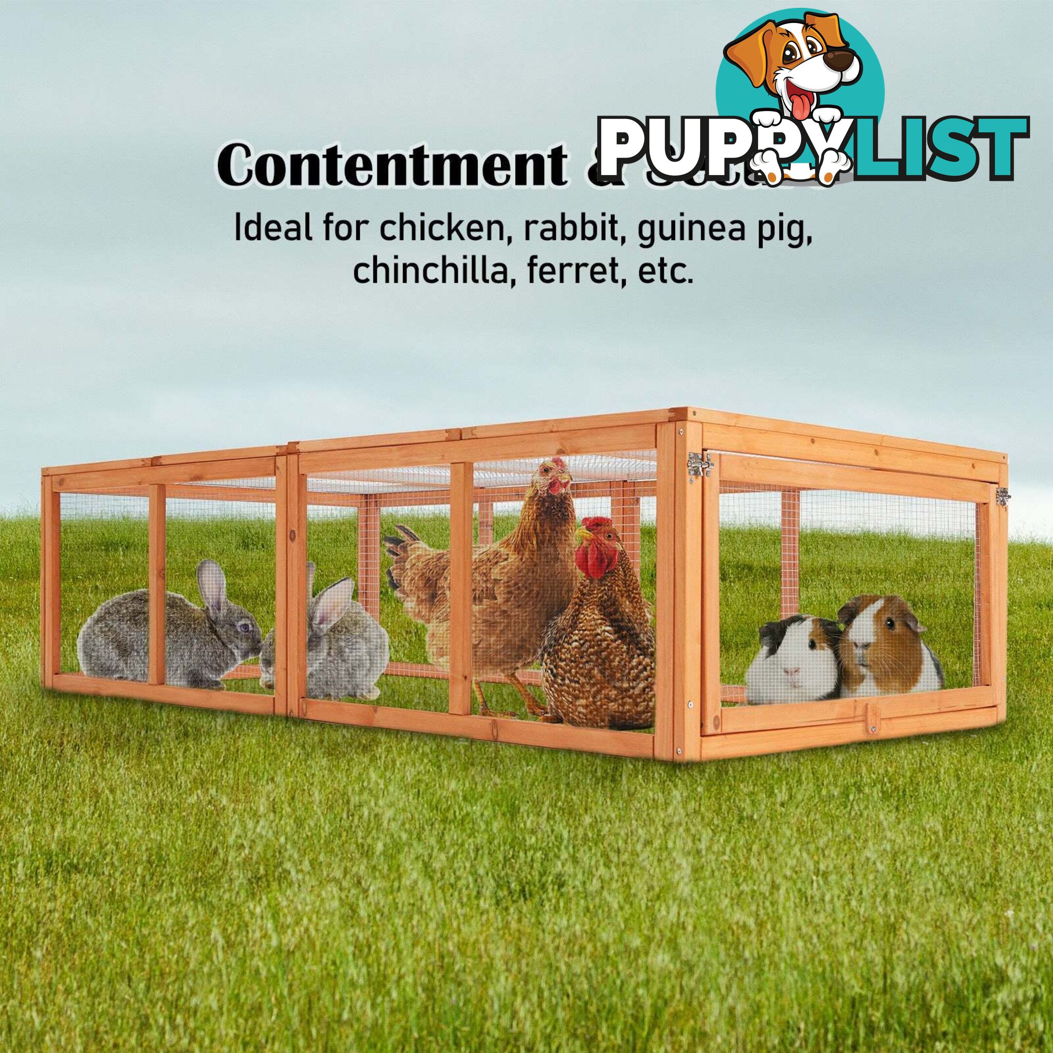 Paw Mate Chicken Coop Rabbit Hutch Extension Run 180 x 90 x 48cm Runey - V274-PET-RR4R