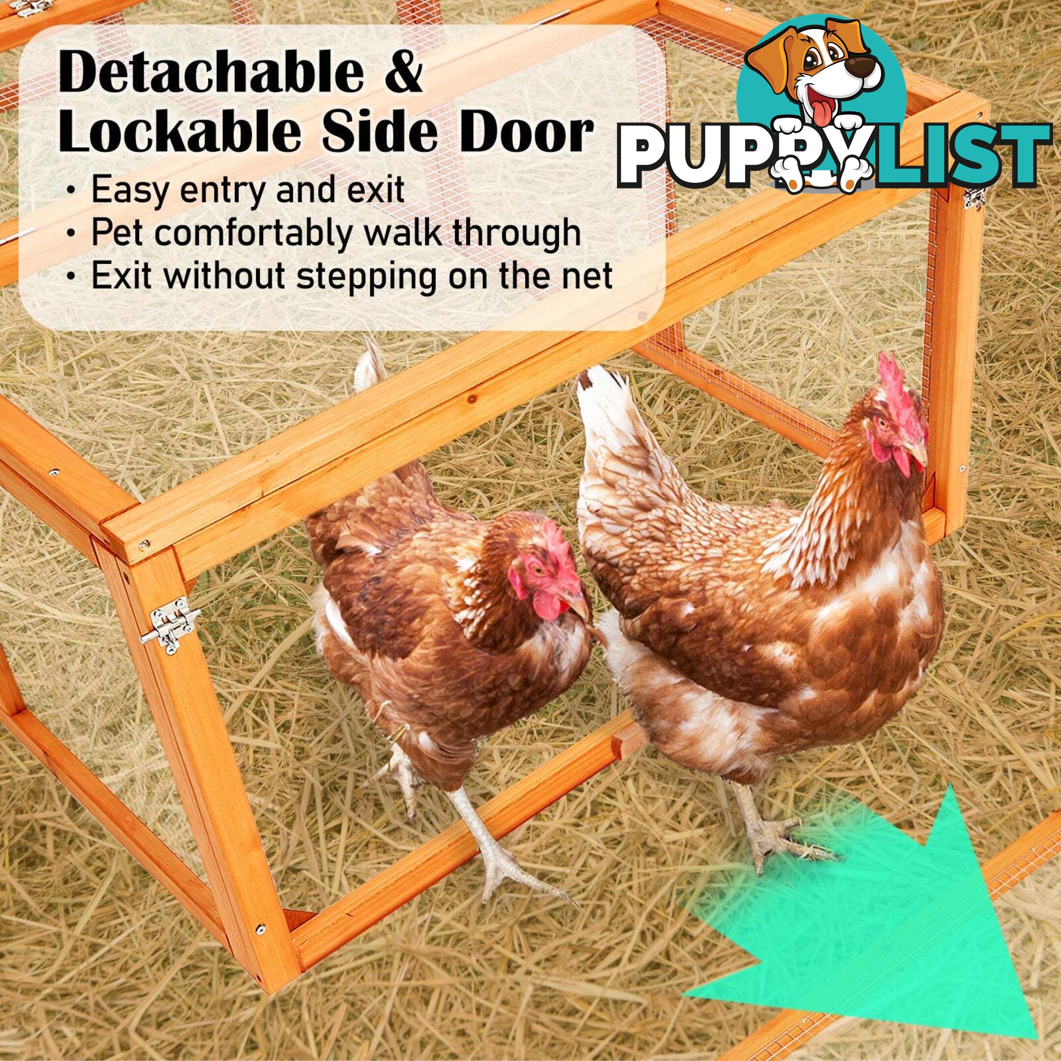 Paw Mate Chicken Coop Rabbit Hutch Extension Run 180 x 90 x 48cm Runey - V274-PET-RR4R