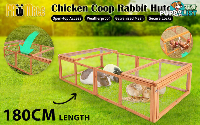 Paw Mate Chicken Coop Rabbit Hutch Extension Run 180 x 90 x 48cm Runey - V274-PET-RR4R