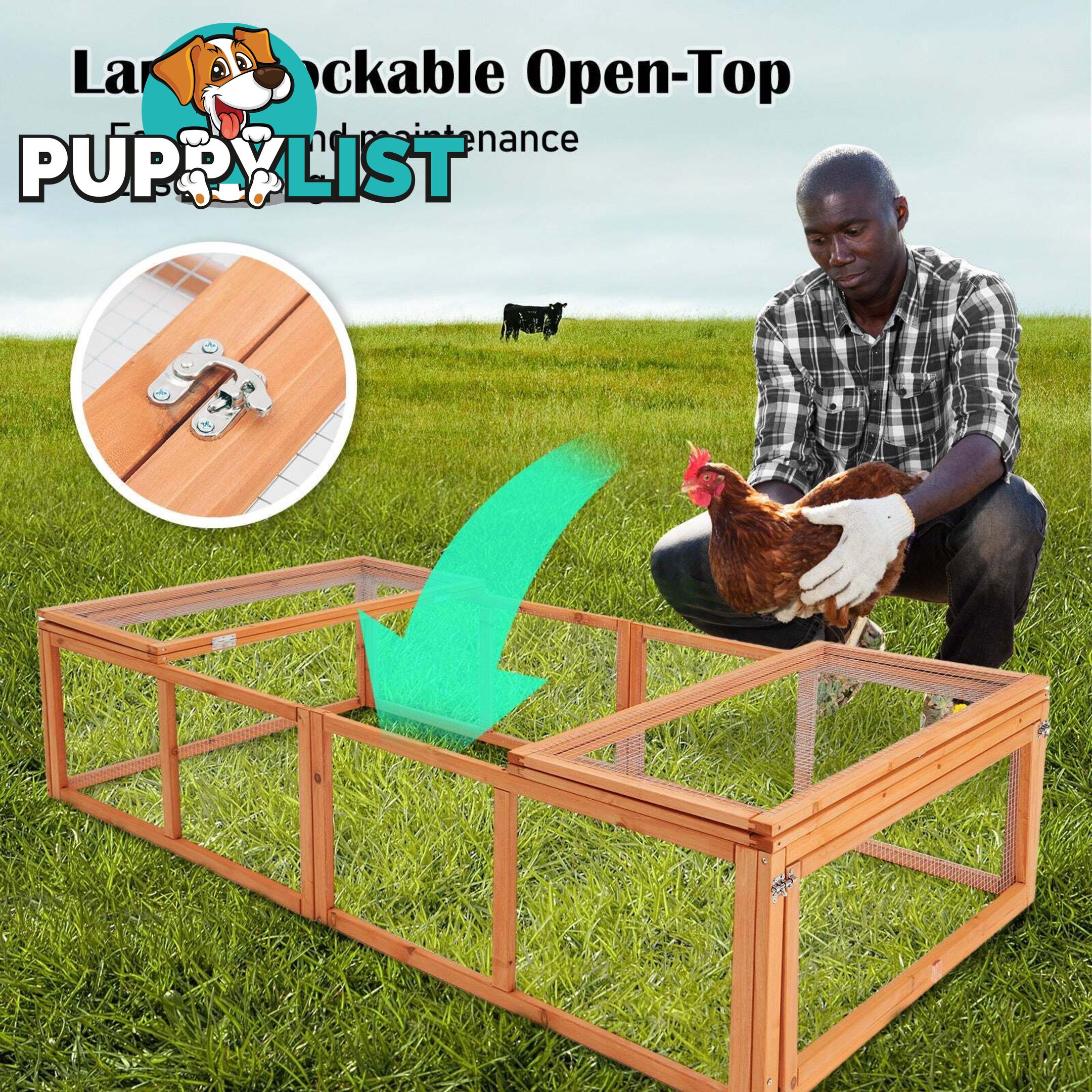 Paw Mate Chicken Coop Rabbit Hutch Extension Run 180 x 90 x 48cm Runey - V274-PET-RR4R