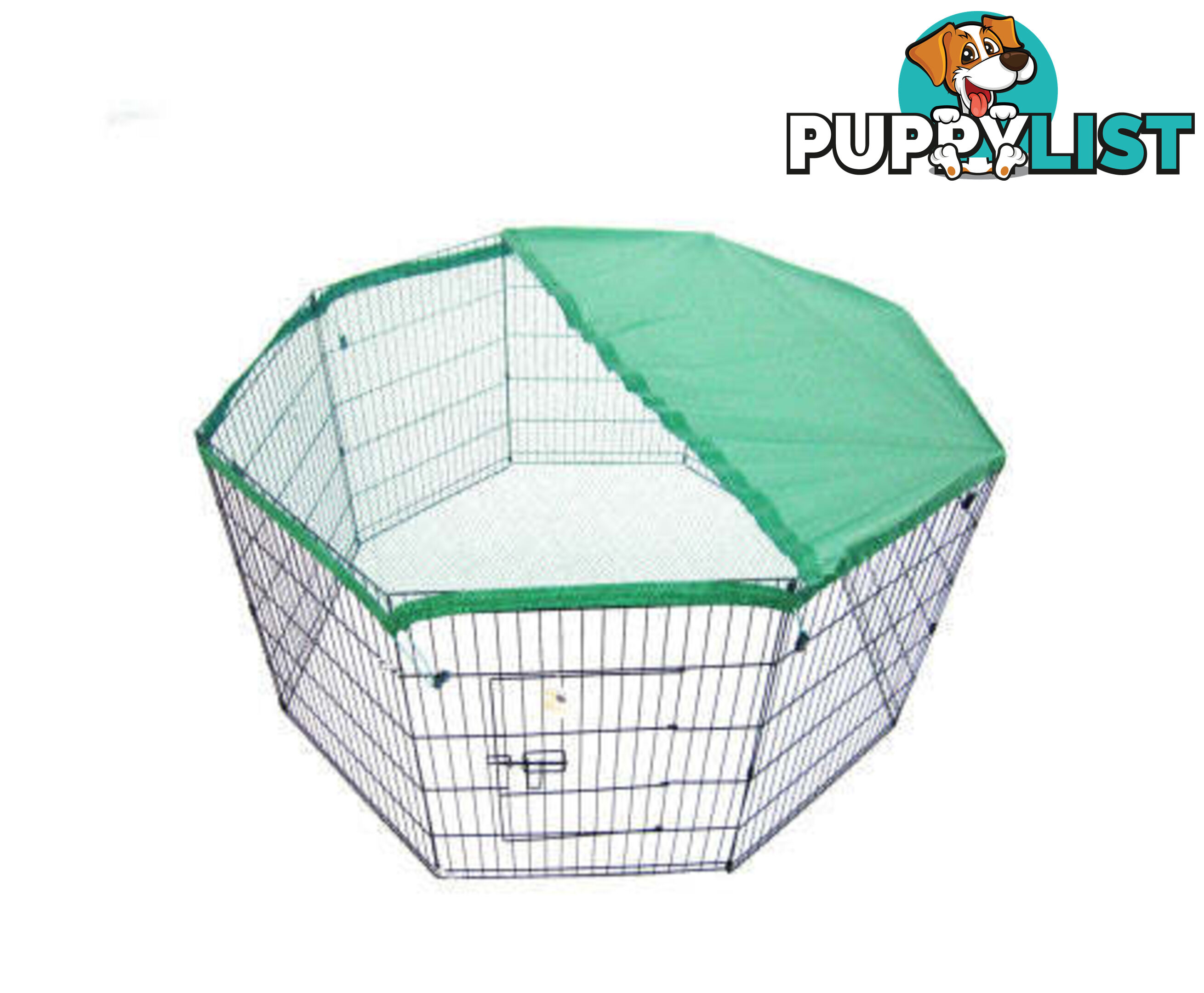 Paw Mate Pet Playpen 8 Panel Foldable Dog Cage + Cover - V274-PET-PP24-PPCV24-GN