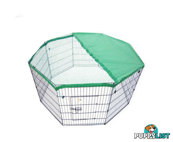 Paw Mate Pet Playpen 8 Panel Foldable Dog Cage + Cover - V274-PET-PP24-PPCV24-GN