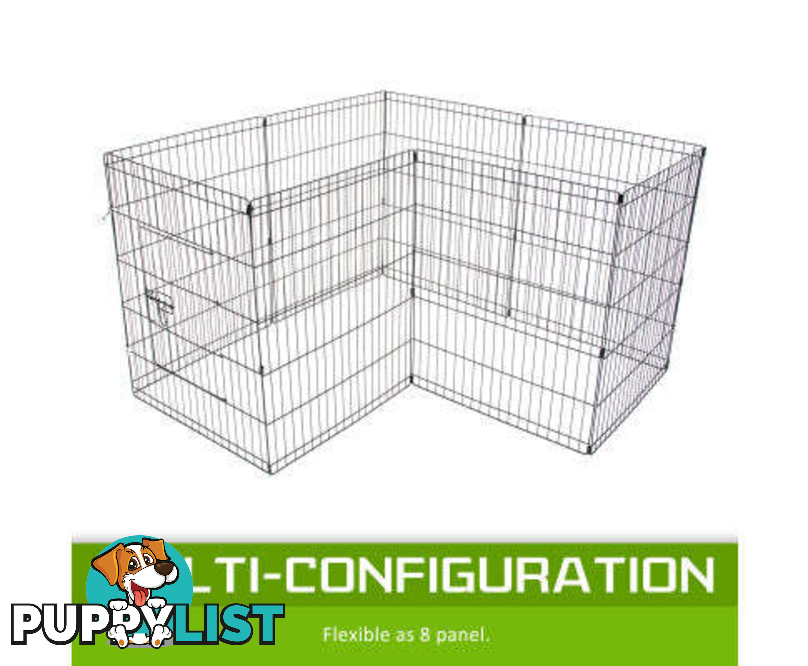 Paw Mate Pet Playpen 8 Panel Foldable Dog Cage + Cover - V274-PET-PP24-PPCV24-GN