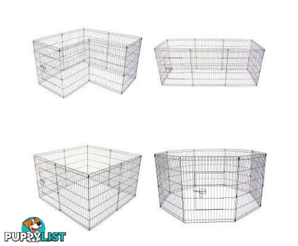 Paw Mate Pet Playpen 8 Panel Foldable Dog Cage + Cover - V274-PET-PP24-PPCV24-GN