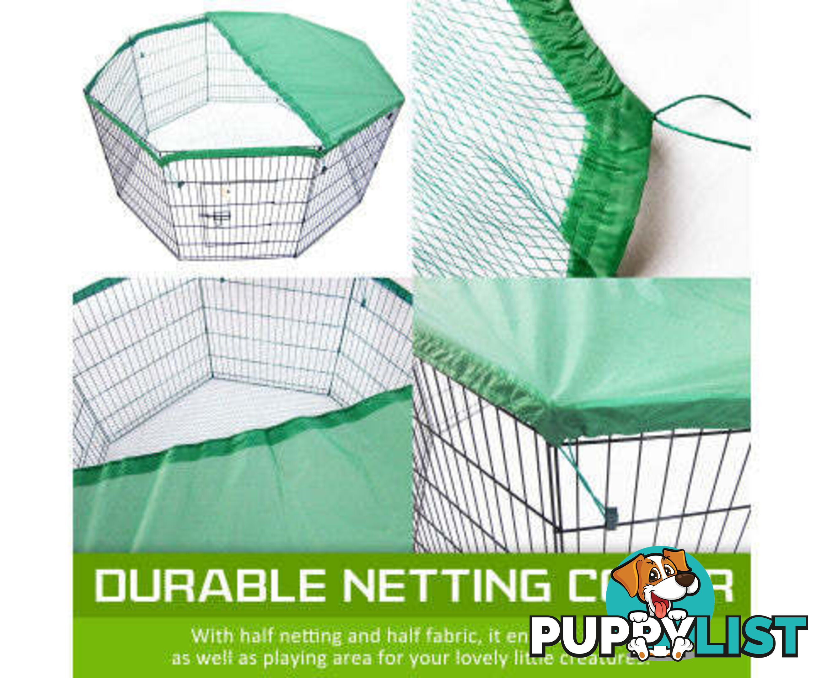 Paw Mate Pet Playpen 8 Panel Foldable Dog Cage + Cover - V274-PET-PP24-PPCV24-GN