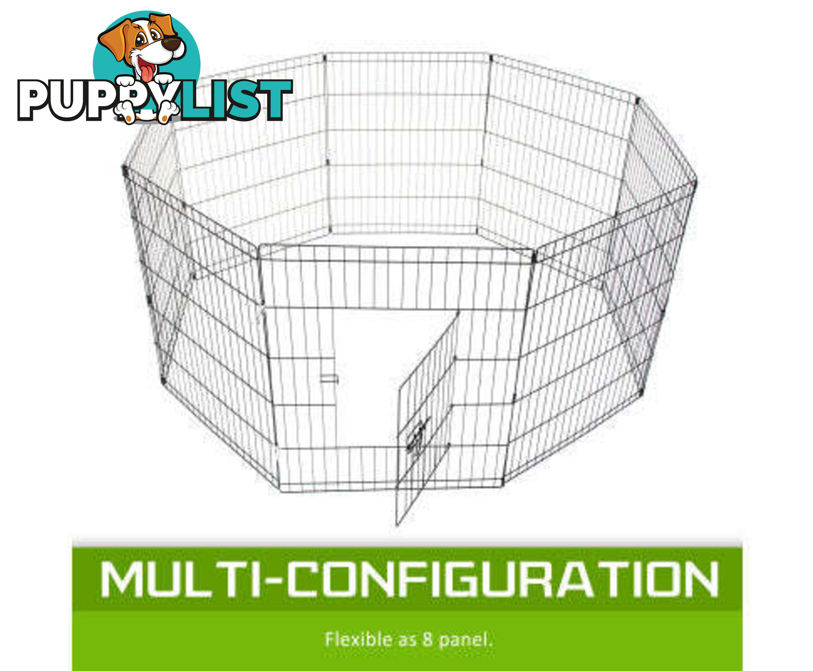 Paw Mate Pet Playpen 8 Panel Foldable Dog Cage + Cover - V274-PET-PP24-PPCV24-GN
