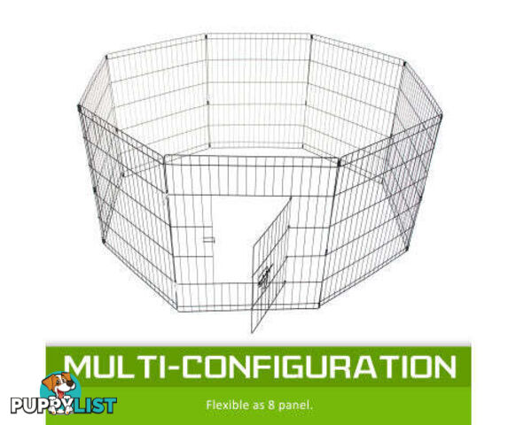 Paw Mate Pet Playpen 8 Panel Foldable Dog Cage + Cover - V274-PET-PP24-PPCV24-GN