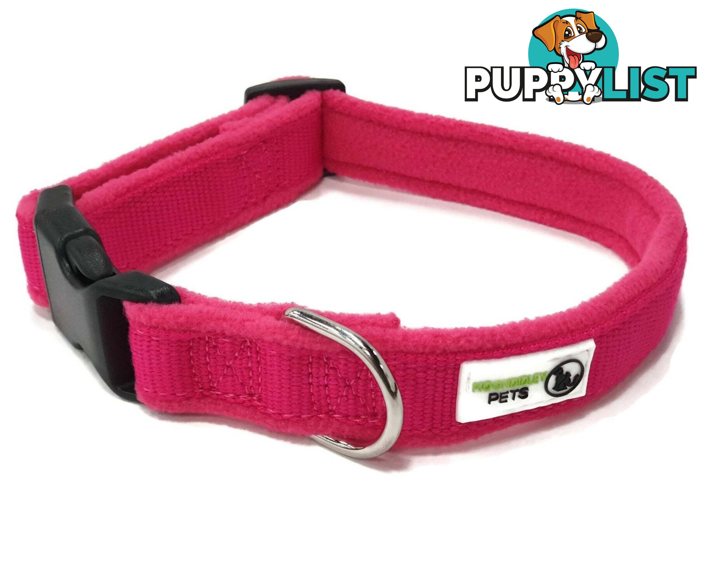 100% Pure Bamboo Fibre w/Fleece Lining Dog Collar Plastic Buckle - Moondidley Pets - MDPCOLFLESPUR