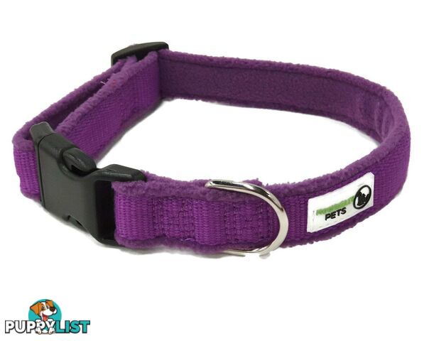 100% Pure Bamboo Fibre w/Fleece Lining Dog Collar Plastic Buckle - Moondidley Pets - MDPCOLFLESPUR