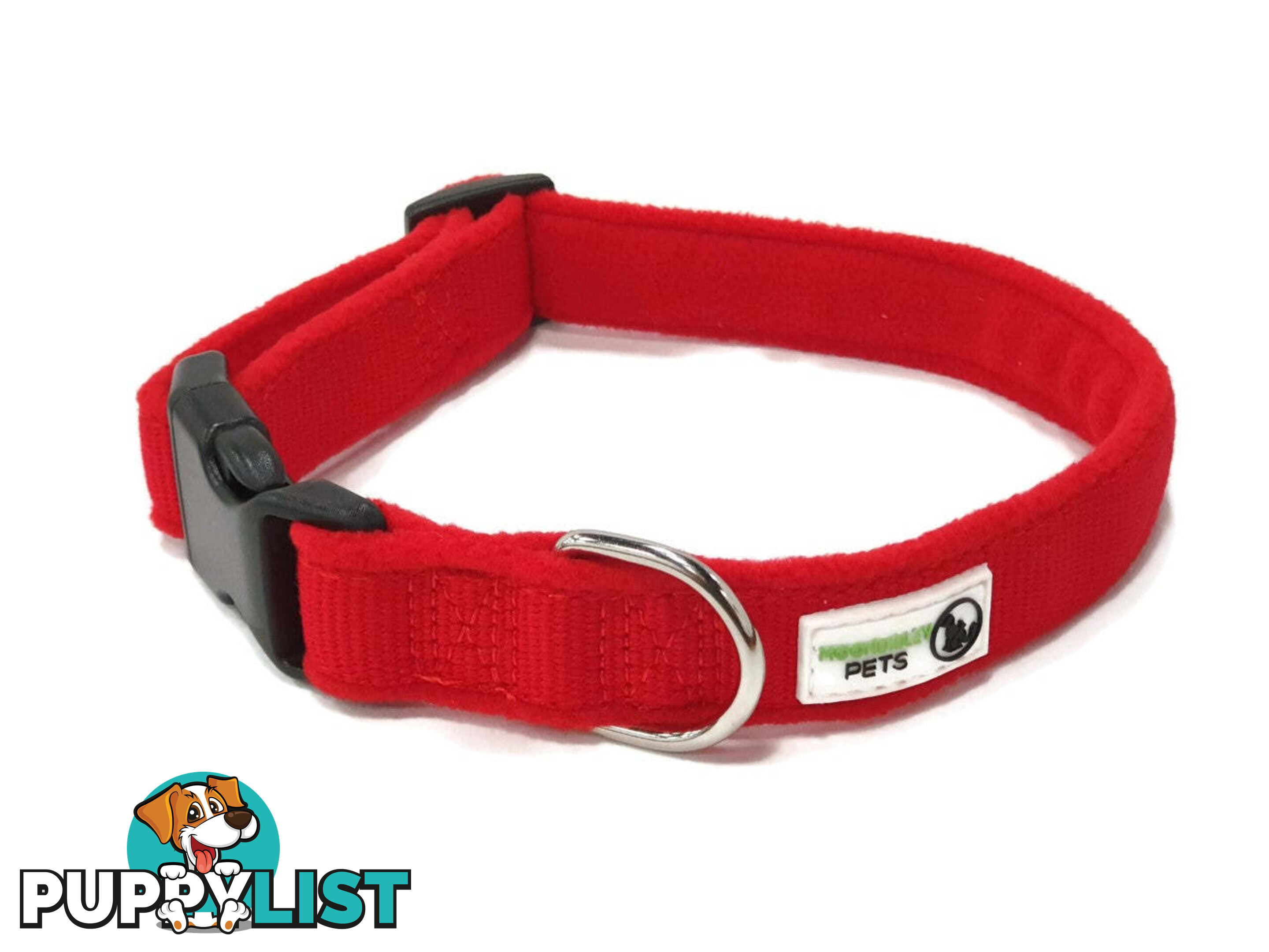 100% Pure Bamboo Fibre w/Fleece Lining Dog Collar Plastic Buckle - Moondidley Pets - MDPCOLFLESPUR