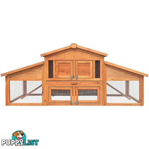 i.Pet Chicken Coop Rabbit Hutch 169cm x 52cm x 72cm Large House Outdoor Wooden Run Cage - FF-GT-WOOD-R2100S