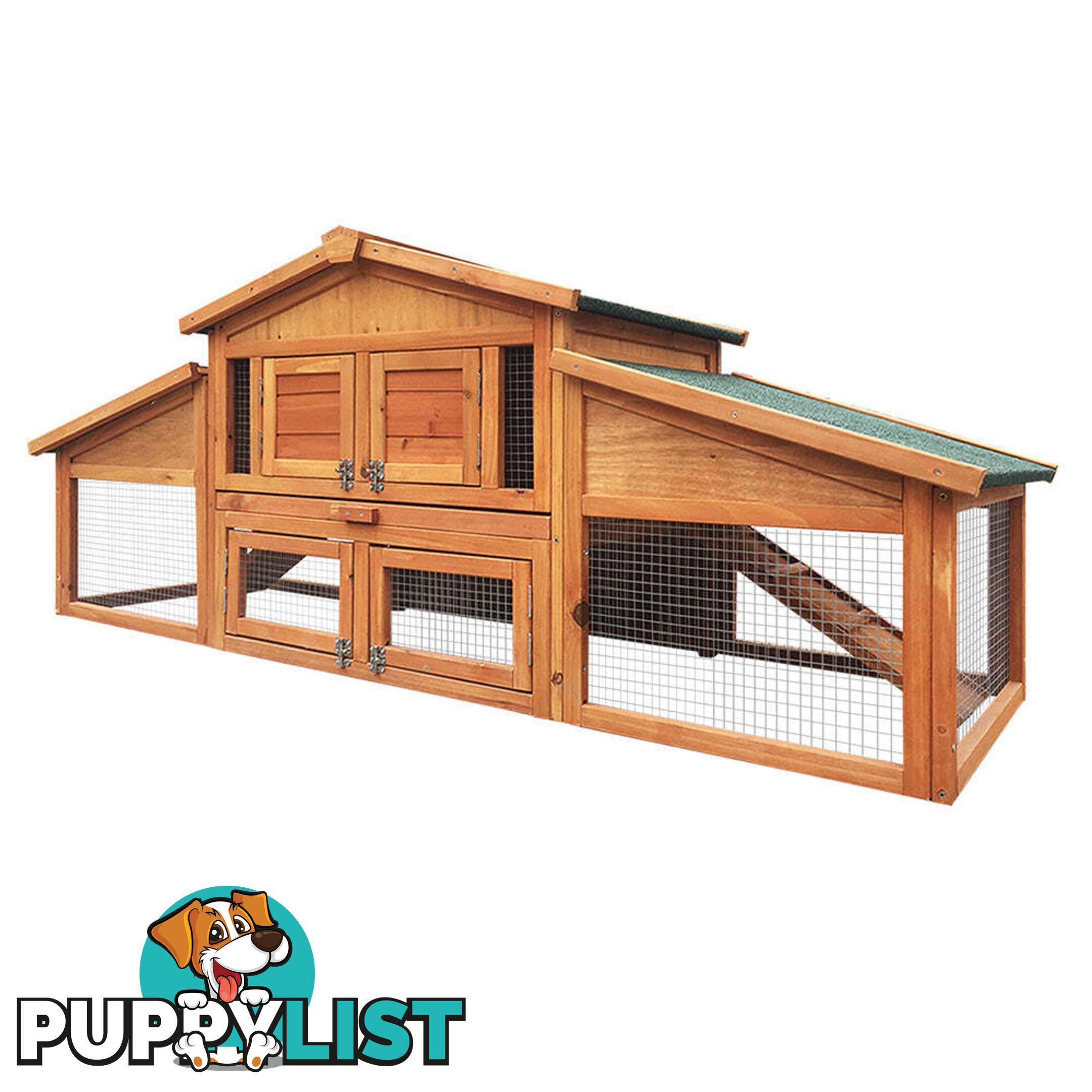 i.Pet Chicken Coop Rabbit Hutch 169cm x 52cm x 72cm Large House Outdoor Wooden Run Cage - FF-GT-WOOD-R2100S