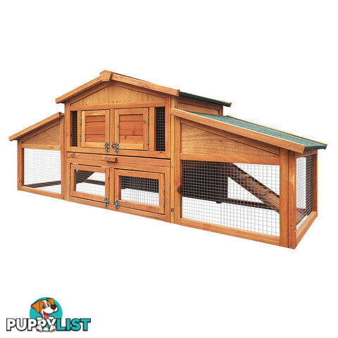 i.Pet Chicken Coop Rabbit Hutch 169cm x 52cm x 72cm Large House Outdoor Wooden Run Cage - FF-GT-WOOD-R2100S