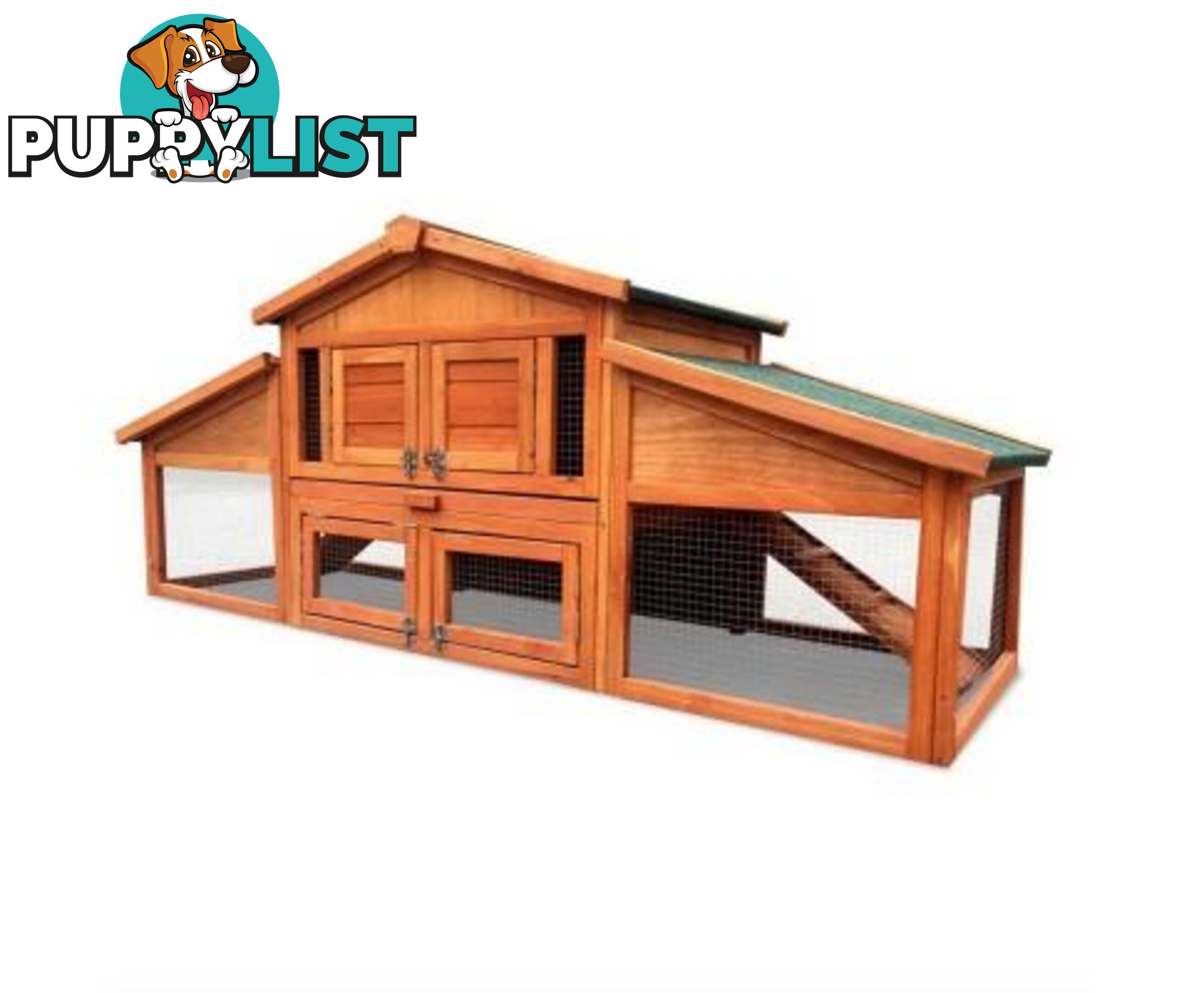 i.Pet Chicken Coop Rabbit Hutch 169cm x 52cm x 72cm Large House Outdoor Wooden Run Cage - FF-GT-WOOD-R2100S
