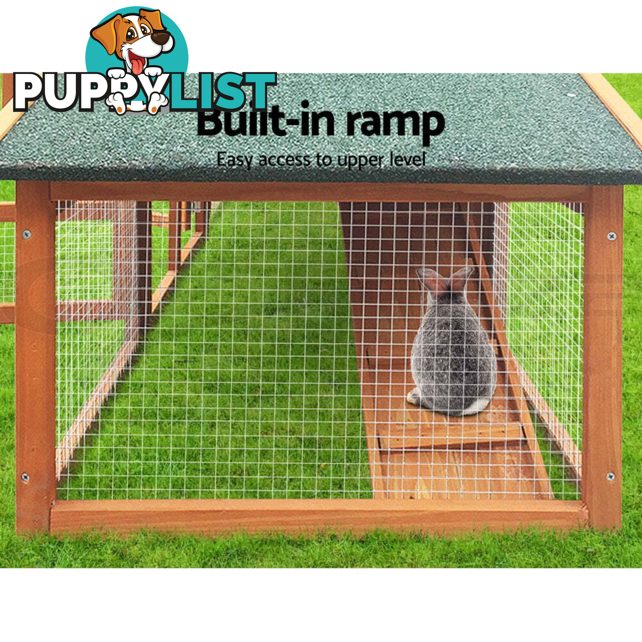 i.Pet Chicken Coop Rabbit Hutch 169cm x 52cm x 72cm Large House Outdoor Wooden Run Cage - FF-GT-WOOD-R2100S