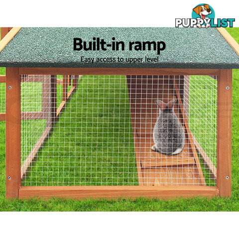 i.Pet Chicken Coop Rabbit Hutch 169cm x 52cm x 72cm Large House Outdoor Wooden Run Cage - FF-GT-WOOD-R2100S