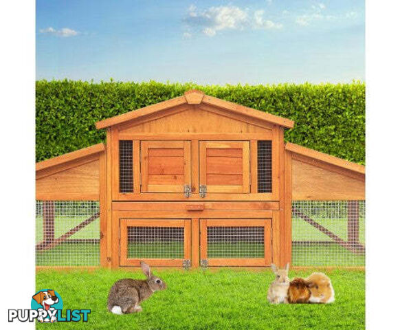 i.Pet Chicken Coop Rabbit Hutch 169cm x 52cm x 72cm Large House Outdoor Wooden Run Cage - FF-GT-WOOD-R2100S