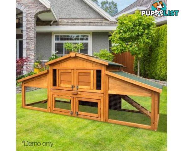i.Pet Chicken Coop Rabbit Hutch 169cm x 52cm x 72cm Large House Outdoor Wooden Run Cage - FF-GT-WOOD-R2100S