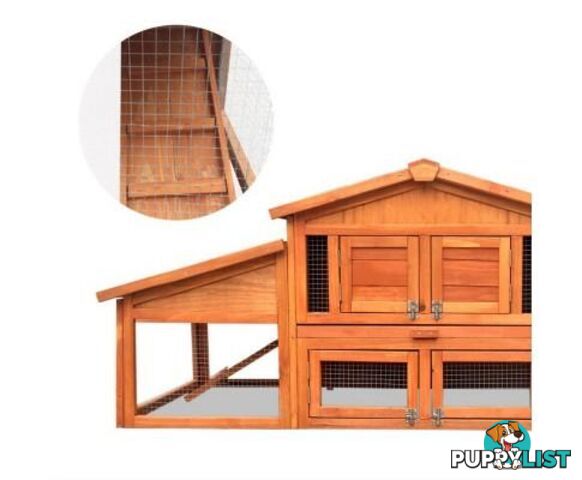 i.Pet Chicken Coop Rabbit Hutch 169cm x 52cm x 72cm Large House Outdoor Wooden Run Cage - FF-GT-WOOD-R2100S