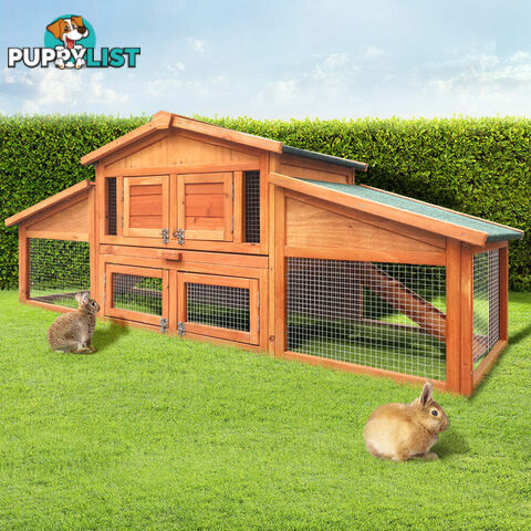 i.Pet Chicken Coop Rabbit Hutch 169cm x 52cm x 72cm Large House Outdoor Wooden Run Cage - FF-GT-WOOD-R2100S