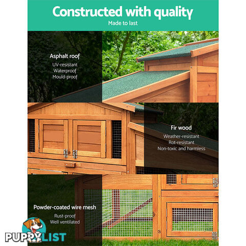 i.Pet Chicken Coop Rabbit Hutch 169cm x 52cm x 72cm Large House Outdoor Wooden Run Cage - FF-GT-WOOD-R2100S