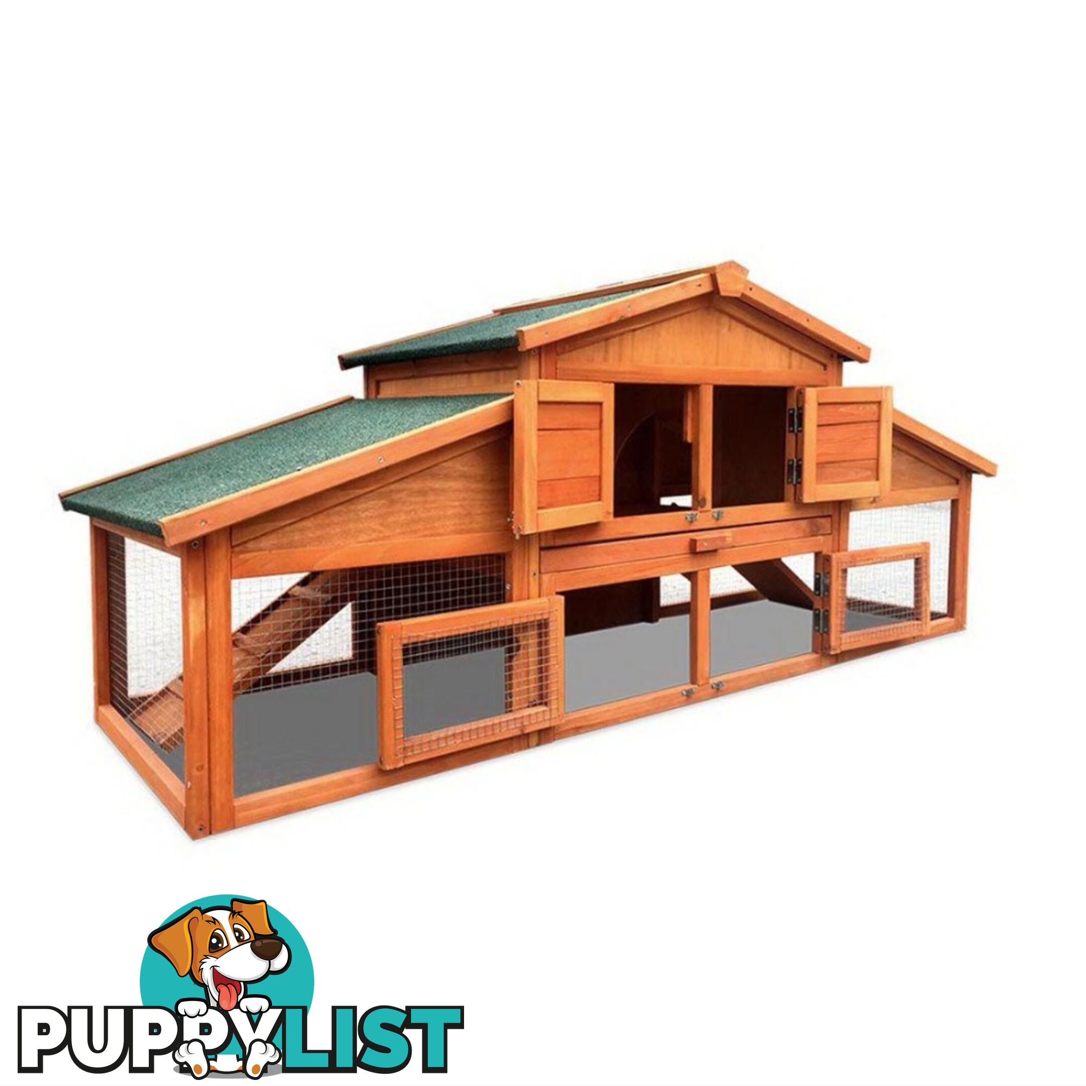 i.Pet Chicken Coop Rabbit Hutch 169cm x 52cm x 72cm Large House Outdoor Wooden Run Cage - FF-GT-WOOD-R2100S