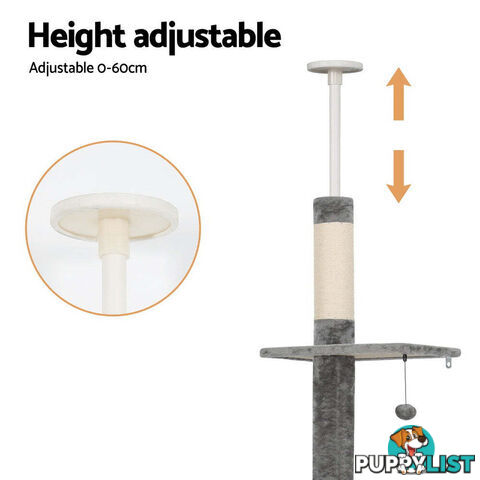 i.Pet Cat Tree 290cm Tower Scratching Post Scratcher Floor to Ceiling Cats Bed - PET-CAT-POLE-GRWH