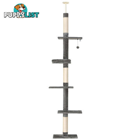 i.Pet Cat Tree 290cm Tower Scratching Post Scratcher Floor to Ceiling Cats Bed - PET-CAT-POLE-GRWH