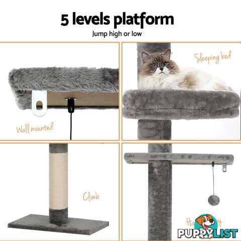 i.Pet Cat Tree 290cm Tower Scratching Post Scratcher Floor to Ceiling Cats Bed - PET-CAT-POLE-GRWH