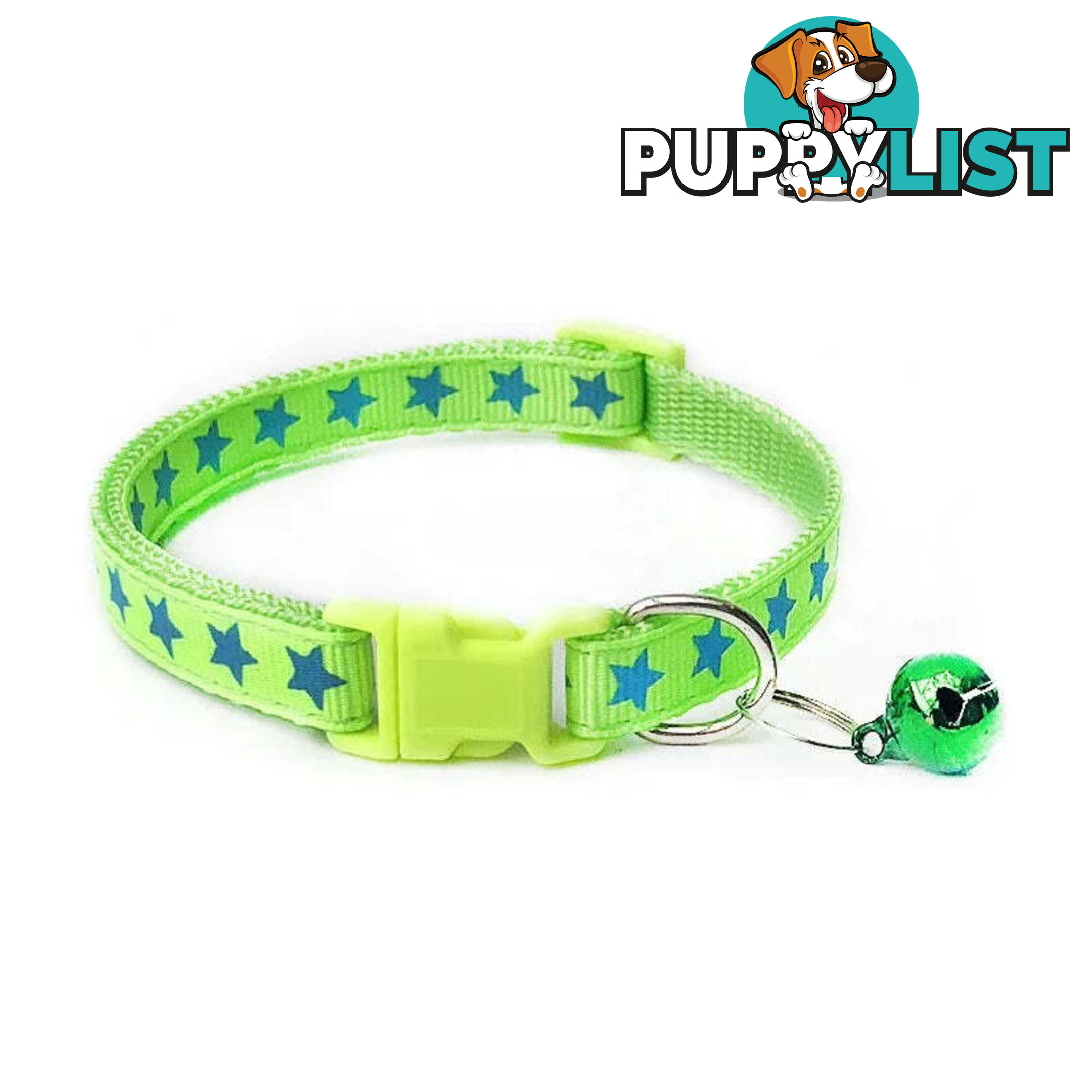Stars Cat Collar / XS - Hand Made by The Bark Side - TBSSTAXSGRN