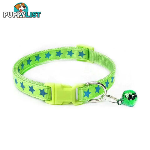 Stars Cat Collar / XS - Hand Made by The Bark Side - TBSSTAXSGRN