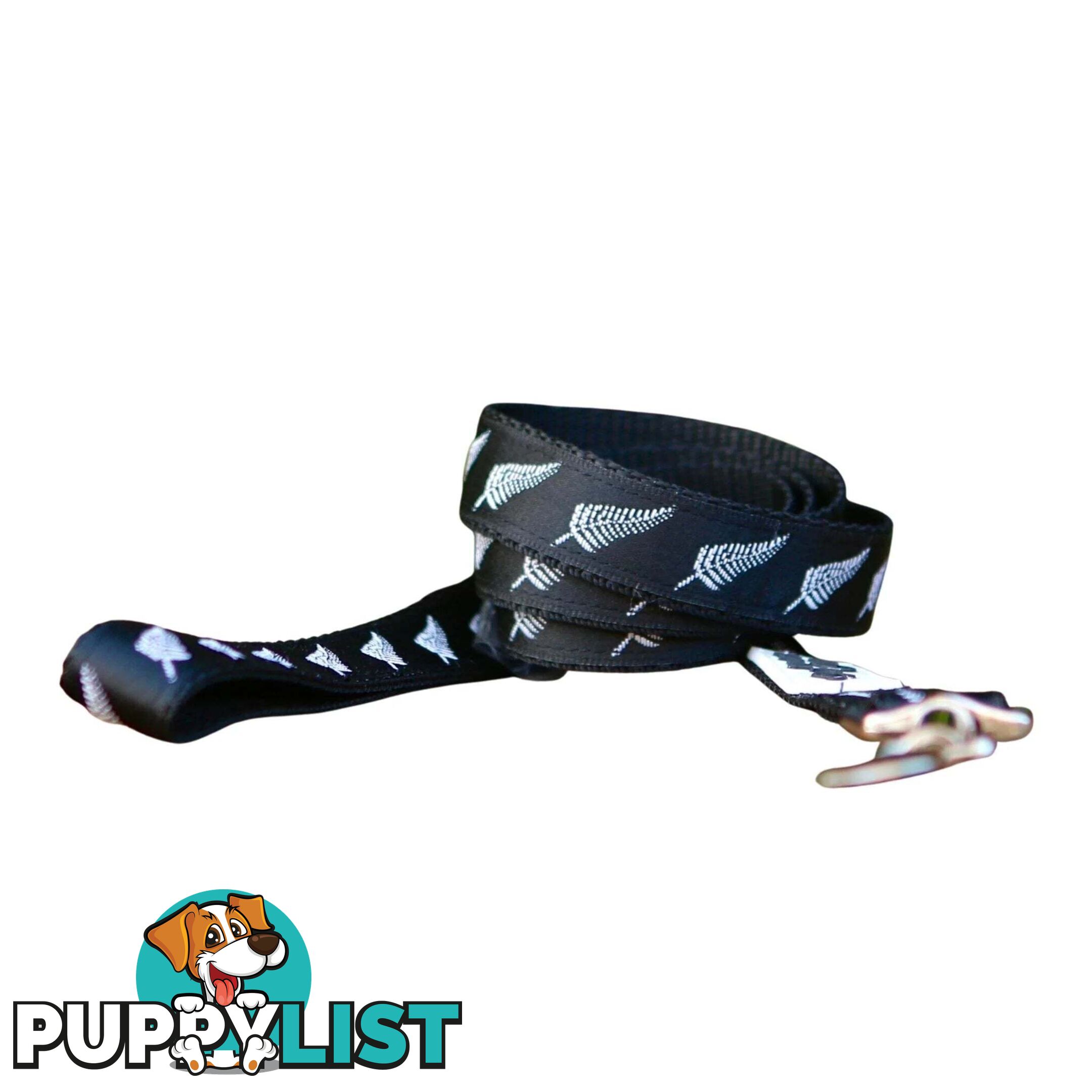 Silver Ferns Dog Lead / New Zealand / All Blacks / Dog Leash - Hand Made by The Bark Side - TBSLDSIL201.2