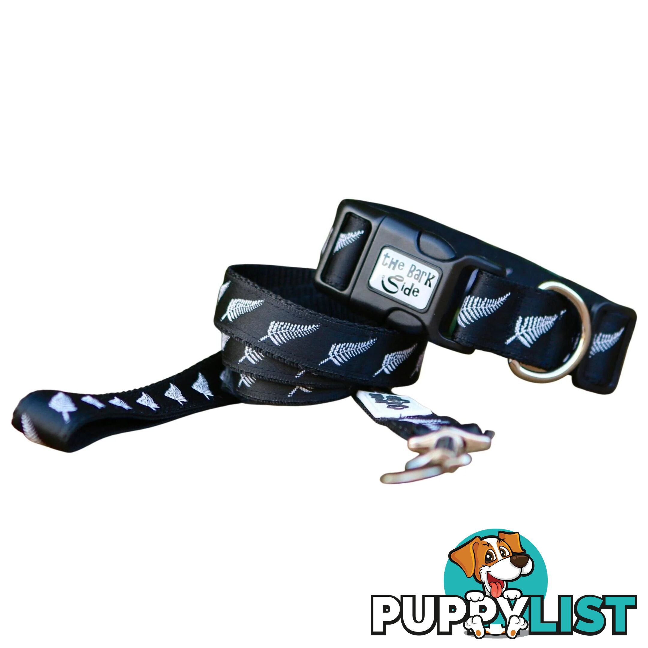 Silver Ferns Dog Lead / New Zealand / All Blacks / Dog Leash - Hand Made by The Bark Side - TBSLDSIL201.2