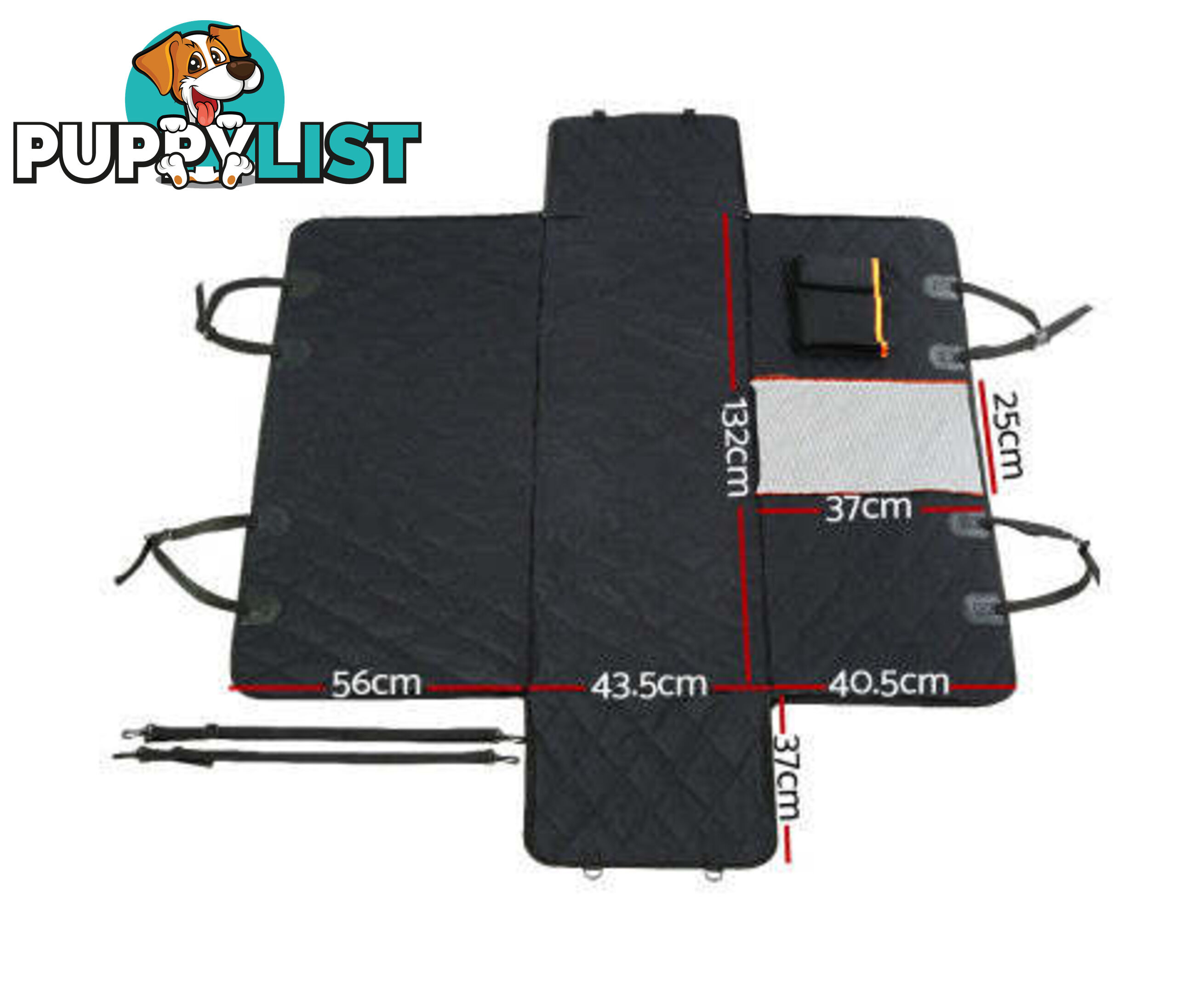 i.Pet Pet Car Seat Cover Dog Protector Hammock Back Waterproof Belt Non Slip Mat - PET-COVER-132X140-BK
