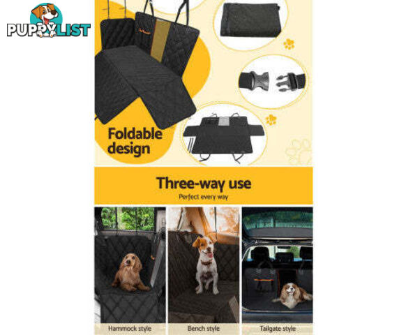 i.Pet Pet Car Seat Cover Dog Protector Hammock Back Waterproof Belt Non Slip Mat - PET-COVER-132X140-BK