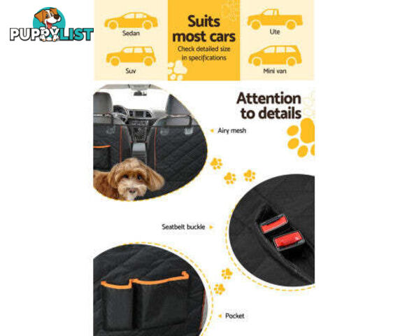 i.Pet Pet Car Seat Cover Dog Protector Hammock Back Waterproof Belt Non Slip Mat - PET-COVER-132X140-BK