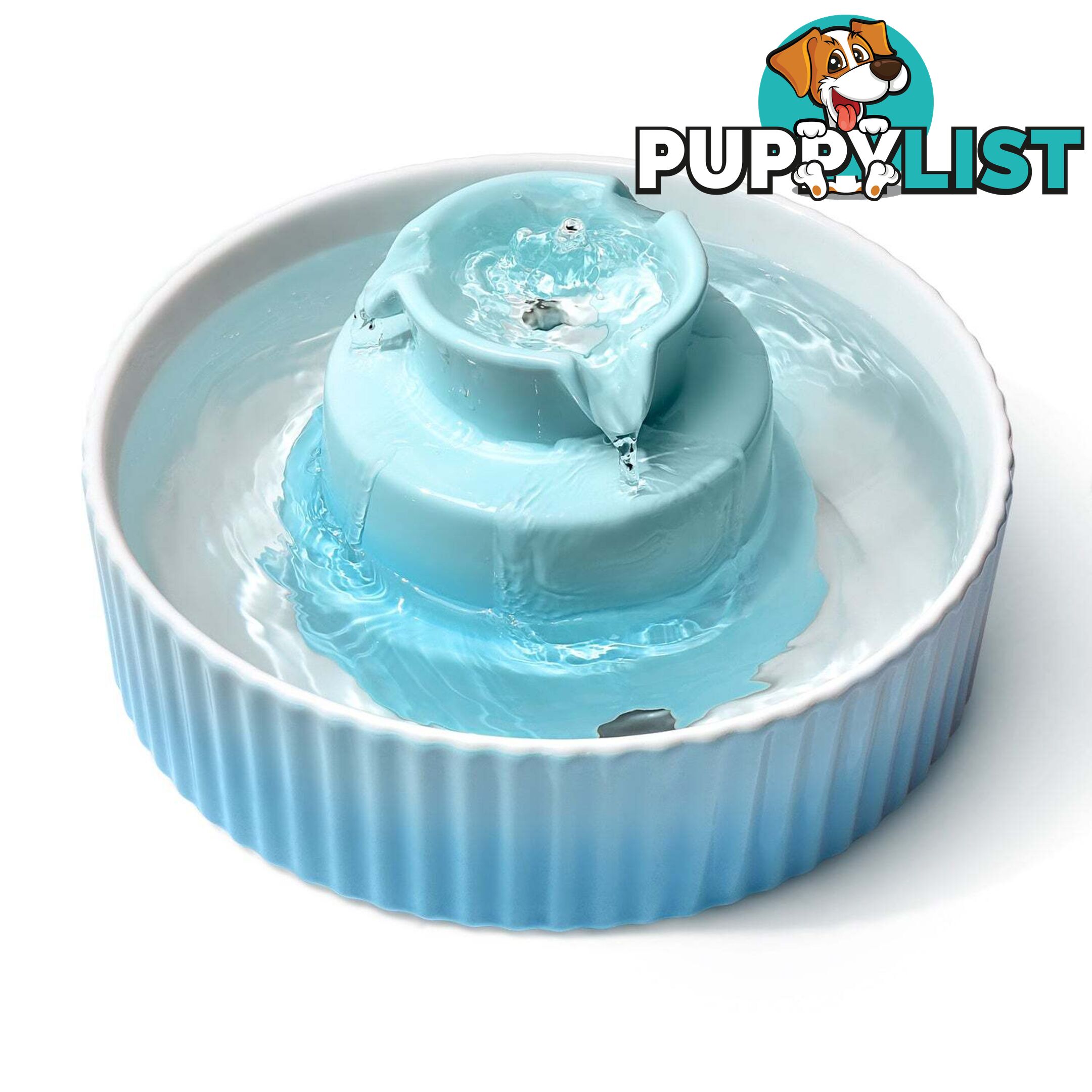 YES4PETS Blue Ceramic Electric Pet Water Fountain Dog Cat Water Feeder Bowl Dispenser - V278-PWC-101-BLUE