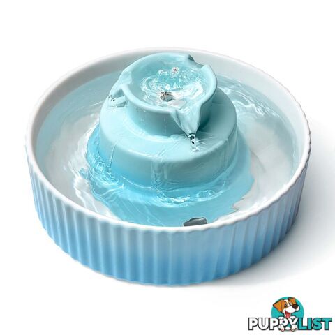 YES4PETS Blue Ceramic Electric Pet Water Fountain Dog Cat Water Feeder Bowl Dispenser - V278-PWC-101-BLUE