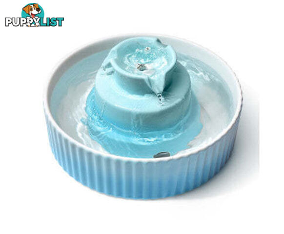 YES4PETS Blue Ceramic Electric Pet Water Fountain Dog Cat Water Feeder Bowl Dispenser - V278-PWC-101-BLUE
