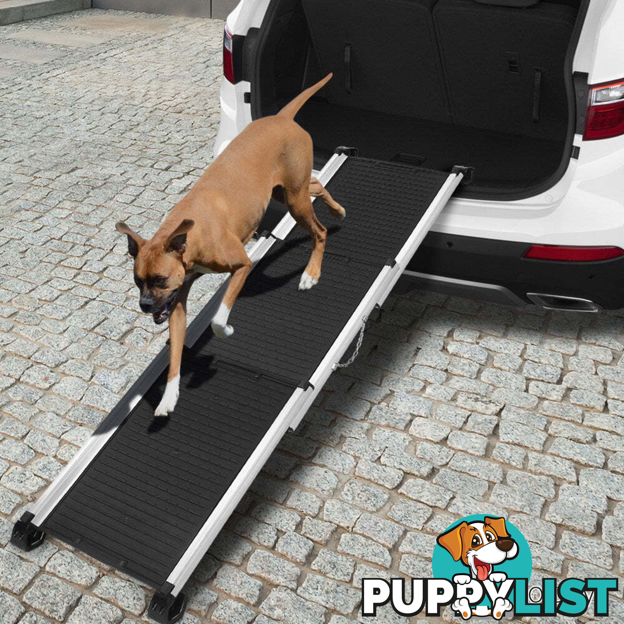 i.Pet Dog Ramp Pet Stairs Steps Car SUV Foldable Portable Ladder Adjustable - FDR-D-ST3-BK