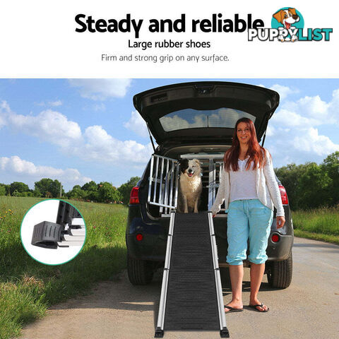 i.Pet Dog Ramp Pet Stairs Steps Car SUV Foldable Portable Ladder Adjustable - FDR-D-ST3-BK