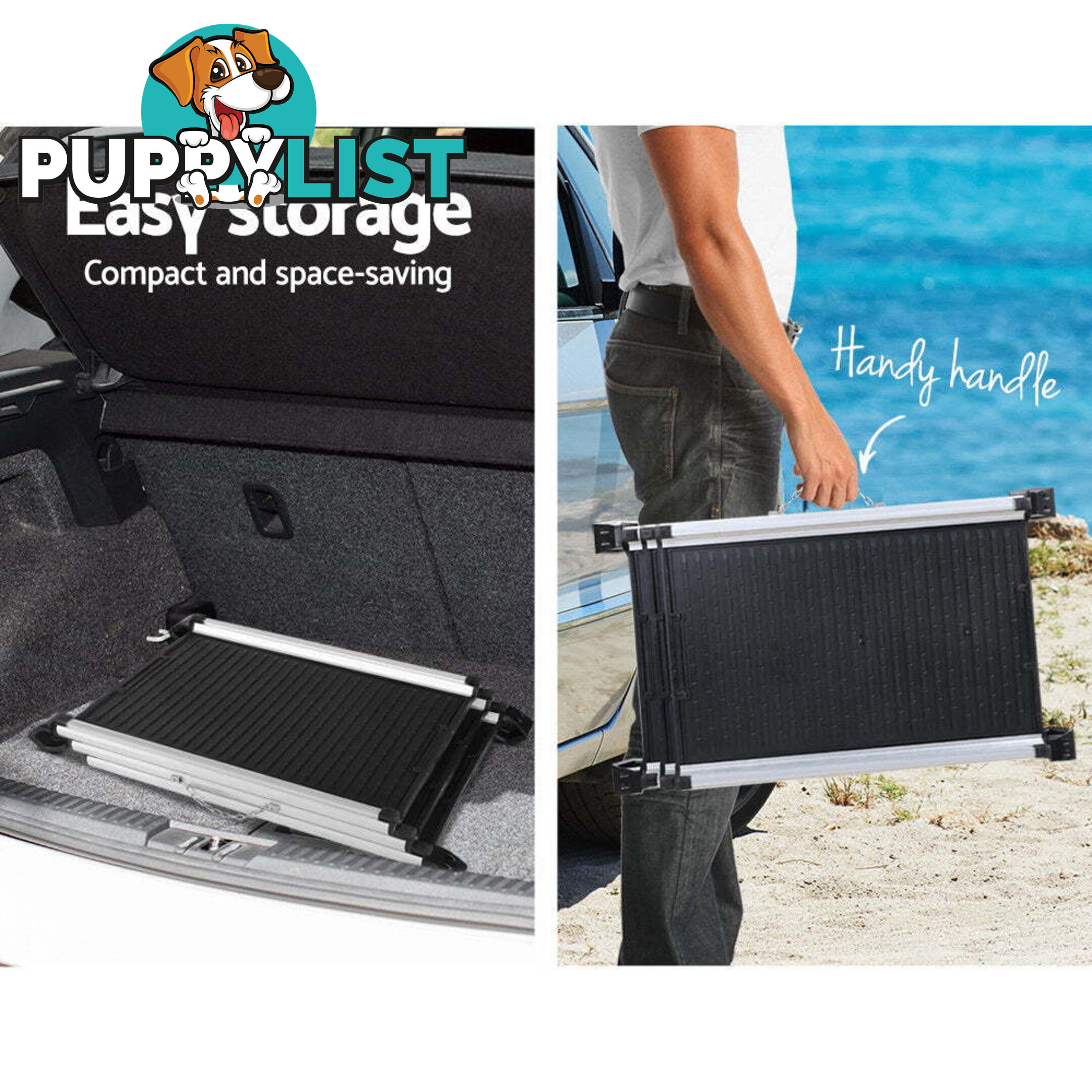 i.Pet Dog Ramp Pet Stairs Steps Car SUV Foldable Portable Ladder Adjustable - FDR-D-ST3-BK