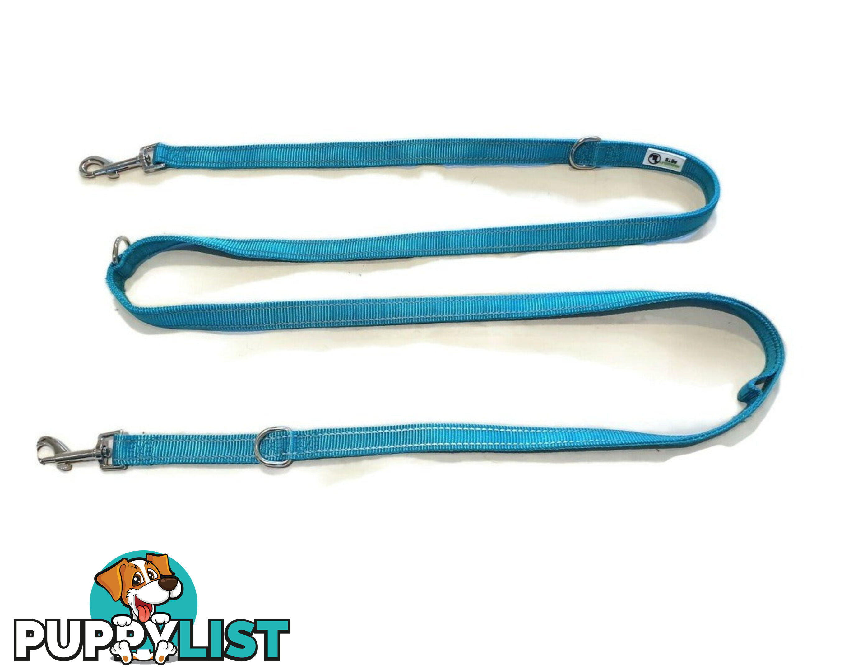 Multi Dog Lead - Nylon w/Reflective Stitching - Double Clip ,Coupler, Waist Belt, Short/Long, Quicktie Moondidley Pets - MDPLDMUL25GRN