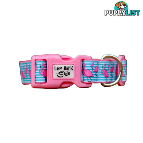 Flamingo Dog Collar - Hand Made by The Bark Side - TBSFLMMEDPNK