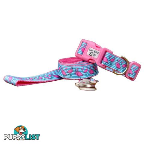 Flamingo Dog Collar - Hand Made by The Bark Side - TBSFLMMEDPNK